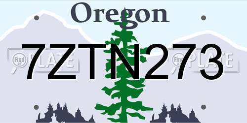 7ZTN273 Oregon License Plate