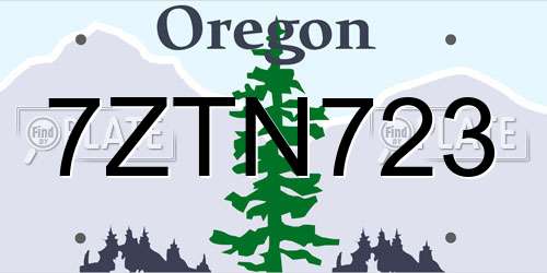 7ZTN723 Oregon License Plate