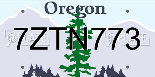 7ZTN773 Oregon License Plate