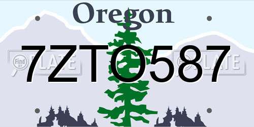 7ZTO587 Oregon License Plate