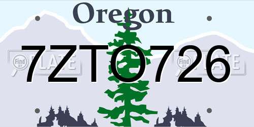 7ZTO726 Oregon License Plate