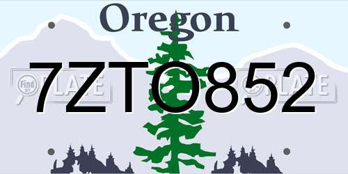 7ZTO852 Oregon License Plate