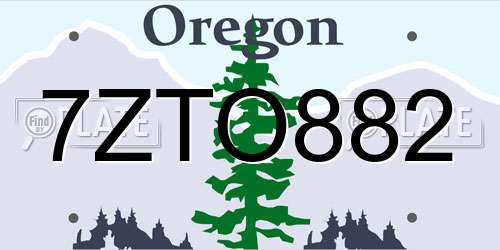7ZTO882 Oregon License Plate