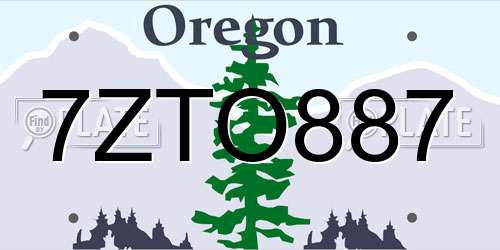 7ZTO887 Oregon License Plate