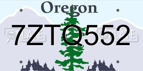 7ZTQ552 Oregon License Plate