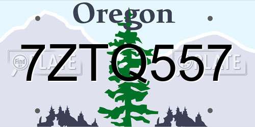 7ZTQ557 Oregon License Plate