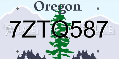 7ZTQ587 Oregon License Plate