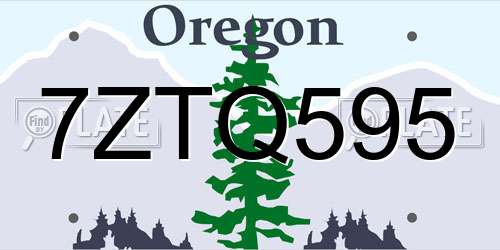 7ZTQ595 Oregon License Plate
