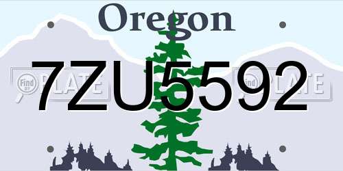 7ZU5592 Oregon License Plate