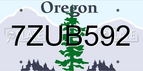 7ZUB592 Oregon License Plate