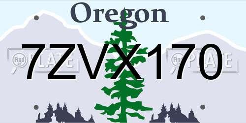 7ZVX170 Oregon License Plate