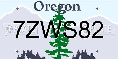 7ZWS82 Oregon License Plate