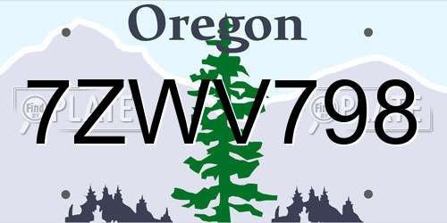 7ZWV798 Oregon License Plate