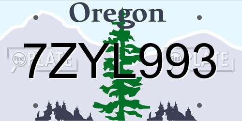7ZYL993 Oregon License Plate