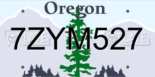 7ZYM527 Oregon License Plate