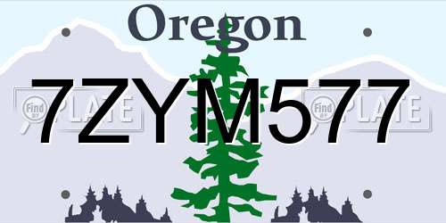 7ZYM577 Oregon License Plate