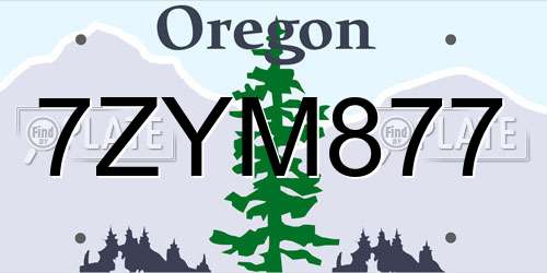 7ZYM877 Oregon License Plate