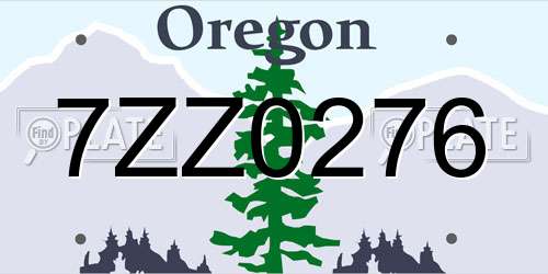 7ZZ0276 Oregon License Plate