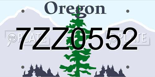 7ZZ0552 Oregon License Plate
