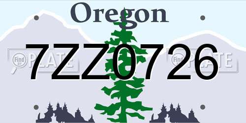 7ZZ0726 Oregon License Plate