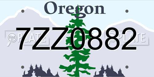 7ZZ0882 Oregon License Plate