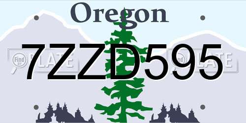 7ZZD595 Oregon License Plate
