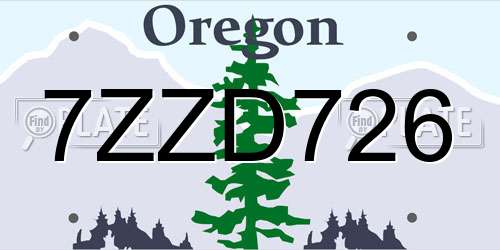 7ZZD726 Oregon License Plate