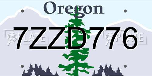 7ZZD776 Oregon License Plate