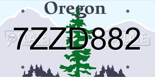 7ZZD882 Oregon License Plate