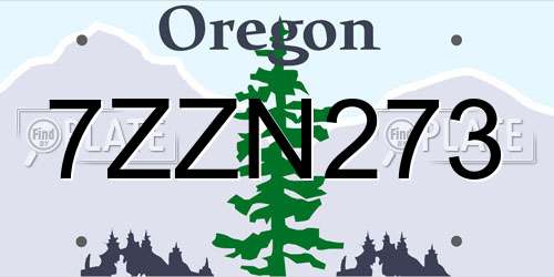 7ZZN273 Oregon License Plate
