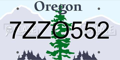 7ZZO552 Oregon License Plate
