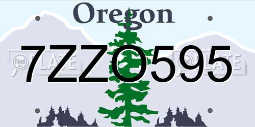 7ZZO595 Oregon License Plate