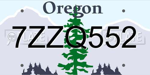 7ZZQ552 Oregon License Plate