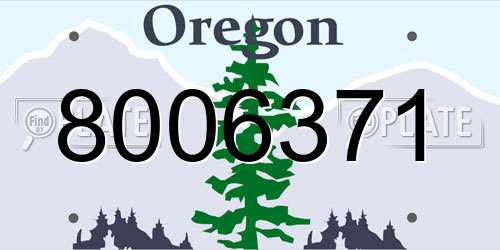 8006371 Oregon License Plate