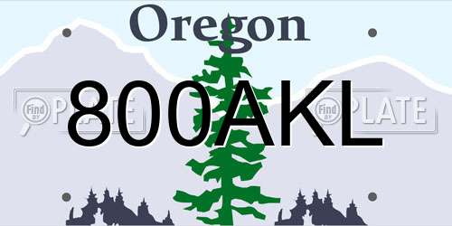 800AKL Oregon License Plate