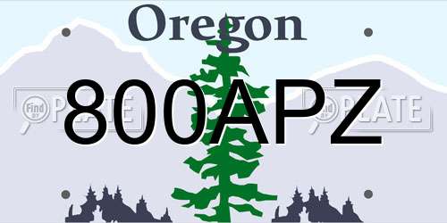 800APZ Oregon License Plate