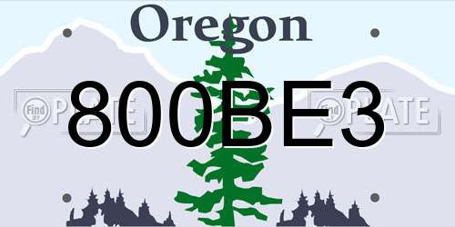 800BE3 Oregon License Plate