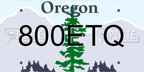 800ETQ Oregon License Plate