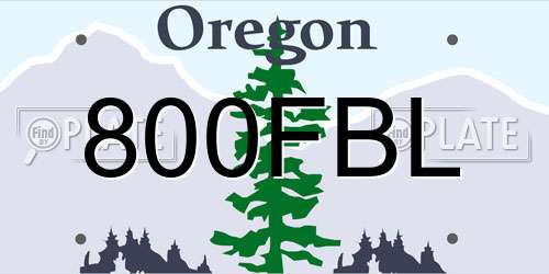 800FBL Oregon License Plate