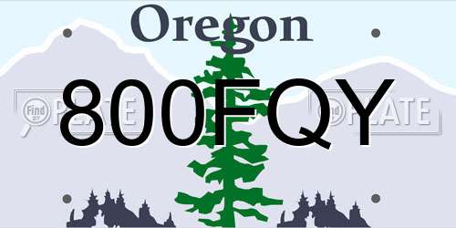 800FQY Oregon License Plate