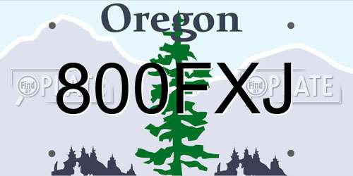 800FXJ Oregon License Plate