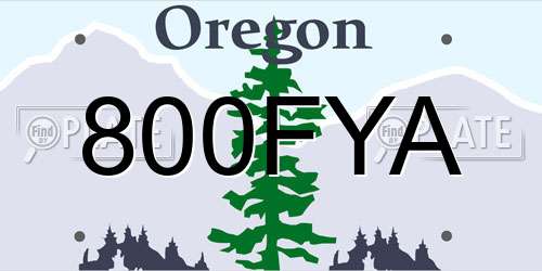 800FYA Oregon License Plate