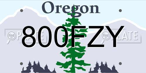 800FZY Oregon License Plate