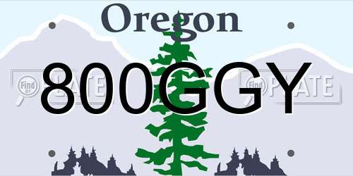 800GGY Oregon License Plate