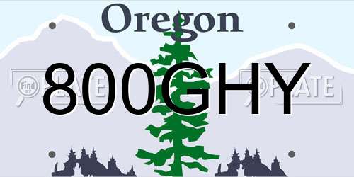 800GHY Oregon License Plate
