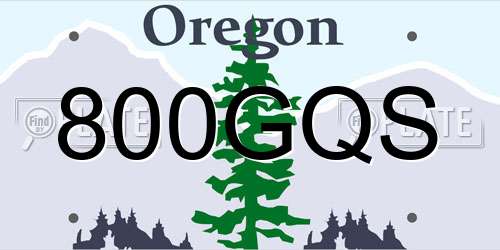 800GQS Oregon License Plate