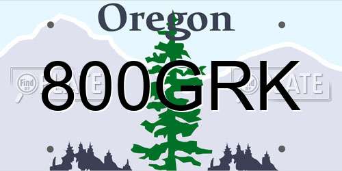 800GRK Oregon License Plate