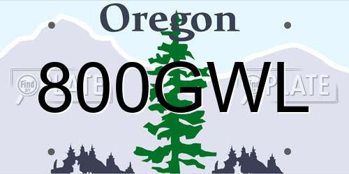 800GWL Oregon License Plate