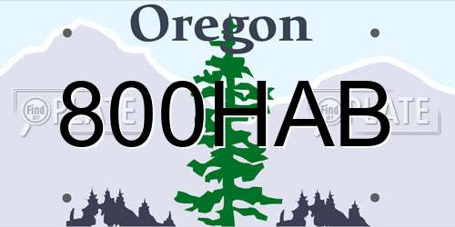800HAB Oregon License Plate