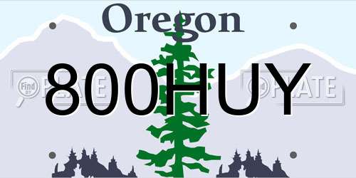 800HUY Oregon License Plate